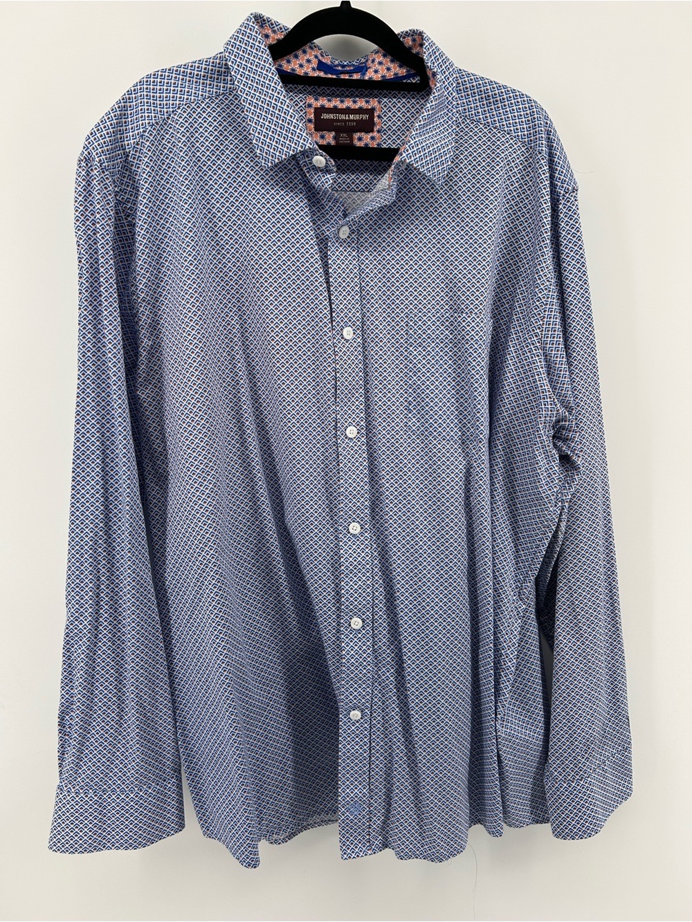 Johnston & Murphy Blue Micro-Pattern Button-Down Shirt